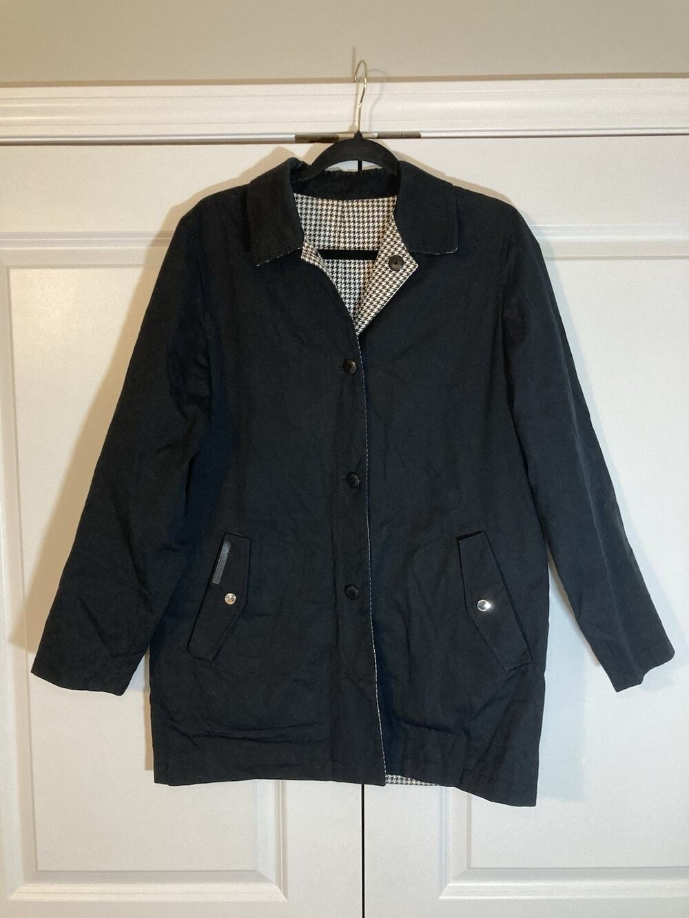 Lauren Ralph Lauren Reversible Jacket Houndstooth Cotton Classic City Size S